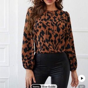 SHEIN Brown and Black Relaxed Blouse